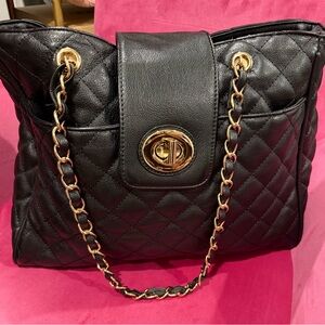 Black Quilted Chain Shoulder Bag
